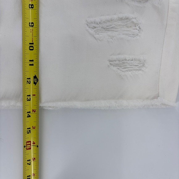 Mother Denim Peg Mini Fray Skirt Party Crashers White Distressed Size 27 - Picture 6 of 7